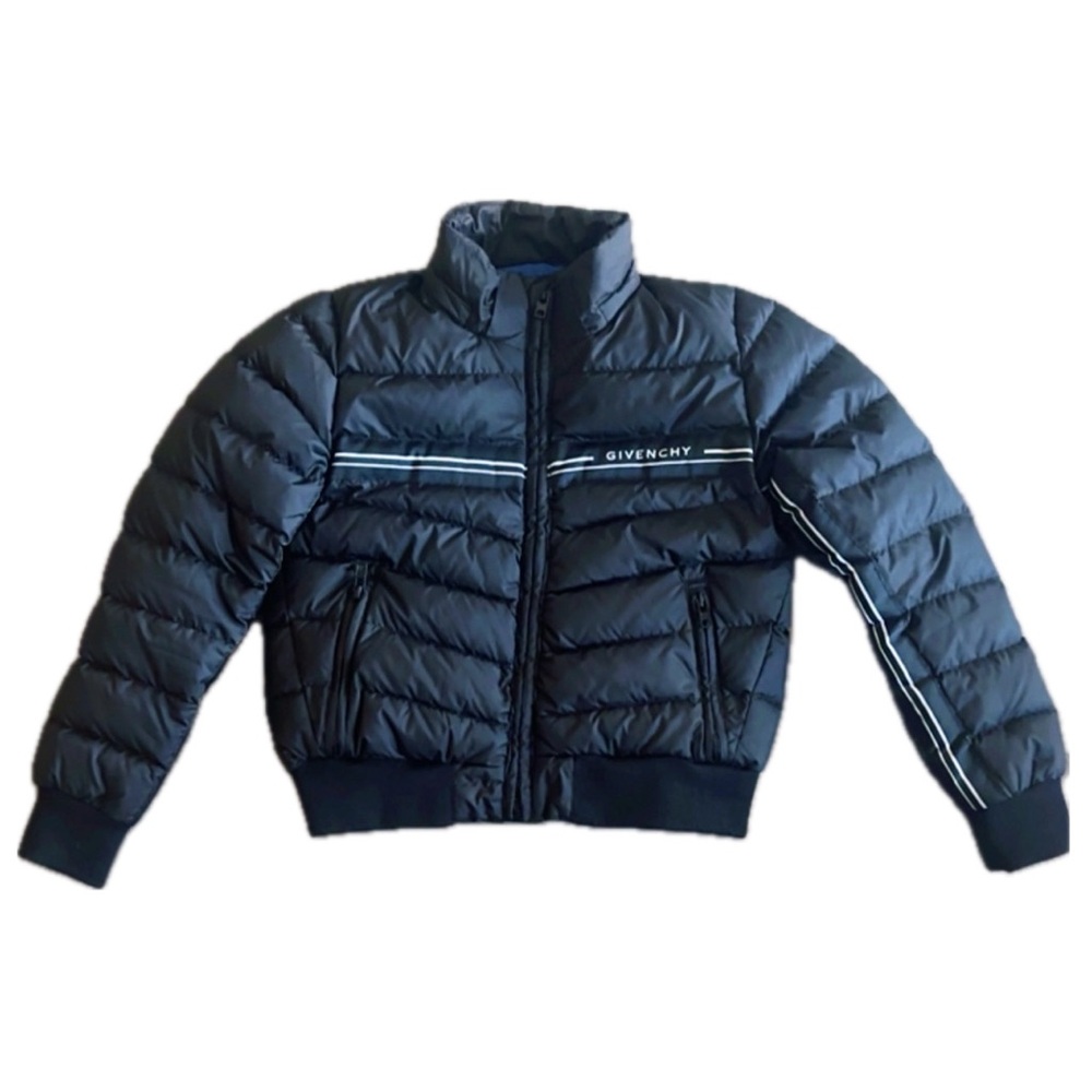 Givenchy Black Puffer Jacket with White Stripe